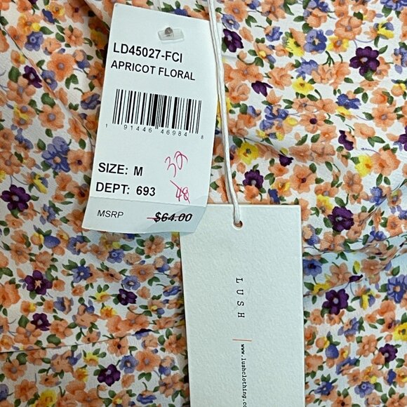 Lush Women Colorful Ditzy Floral Fairy Bloomcore Asymmetrical Mini Dress M NWT - Picture 8 of 13
